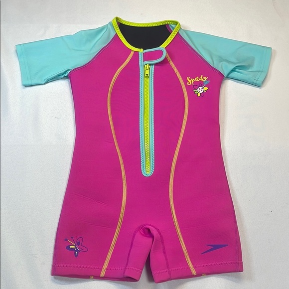 Speedo Pink and Blue Rashguard with Front Zipper - Picture 1 of 3